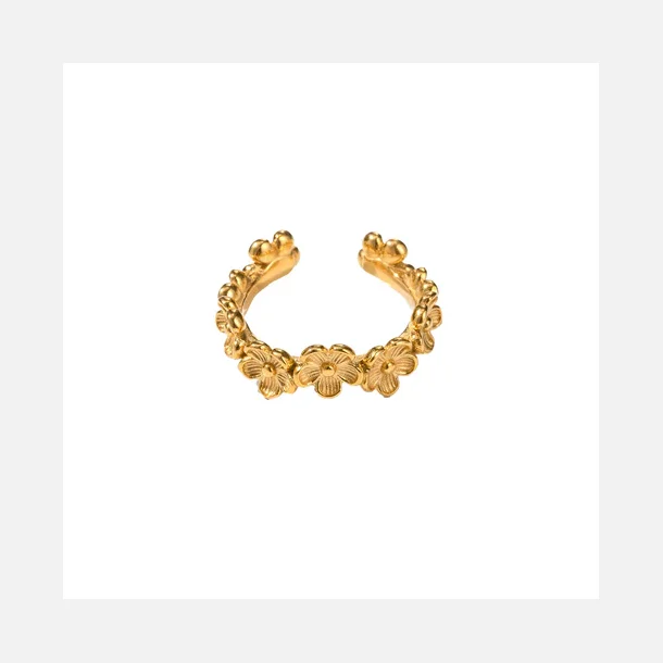 By St�r Blomster Ring - Forgyldt